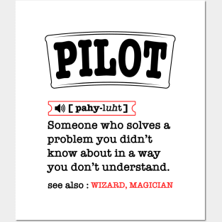 Funny Pilot Definition Dad Father's Day Posters and Art